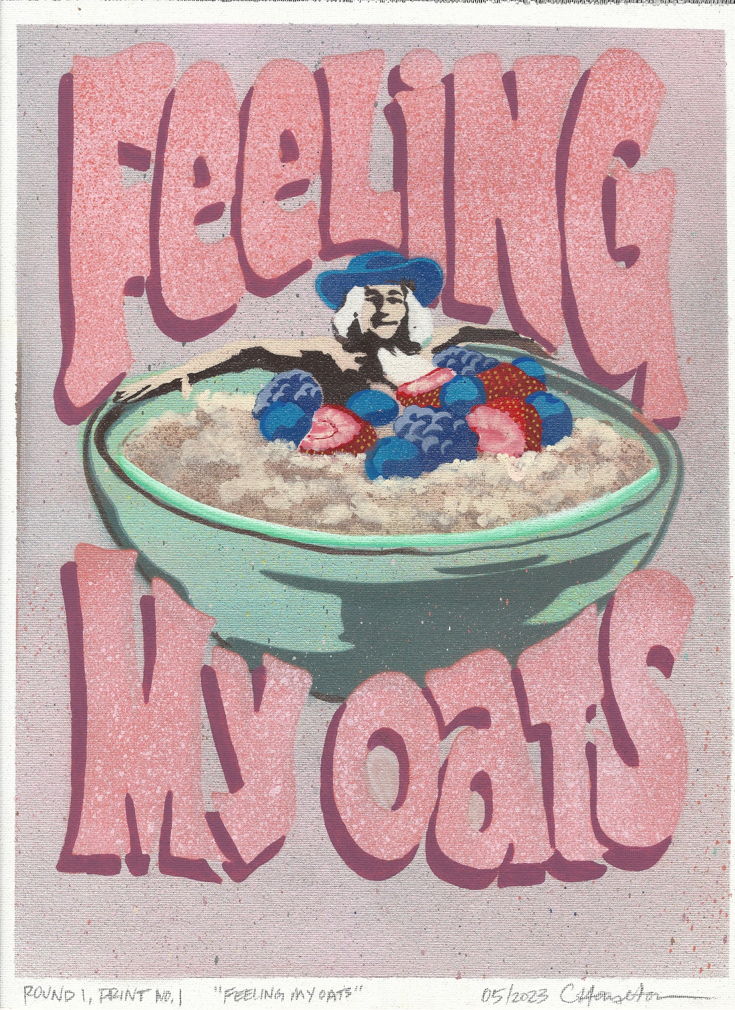 "Feeling My Oats" Mixed Media Print, 12"x16"