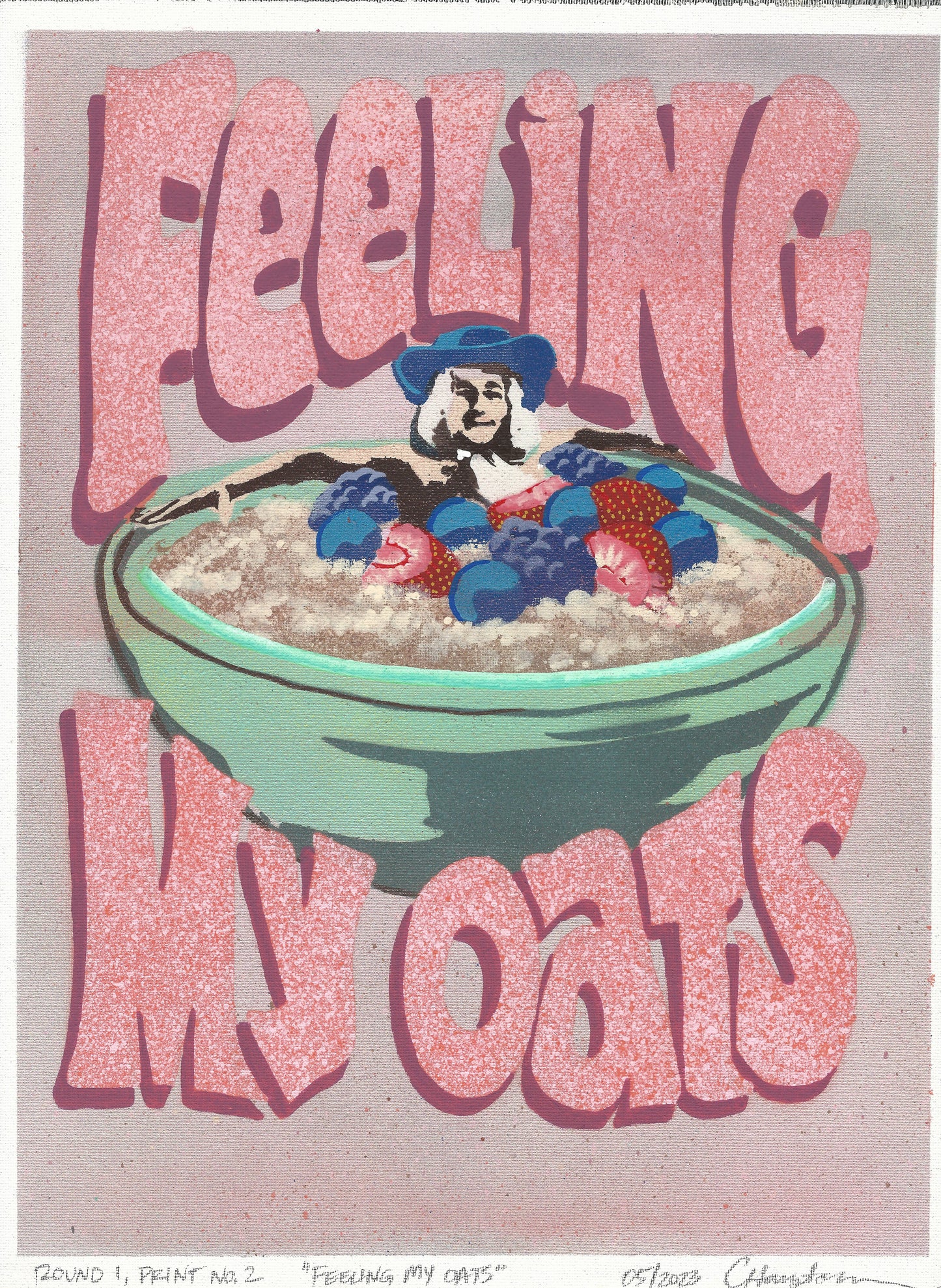 "Feeling My Oats" Mixed Media Print, 12"x16"