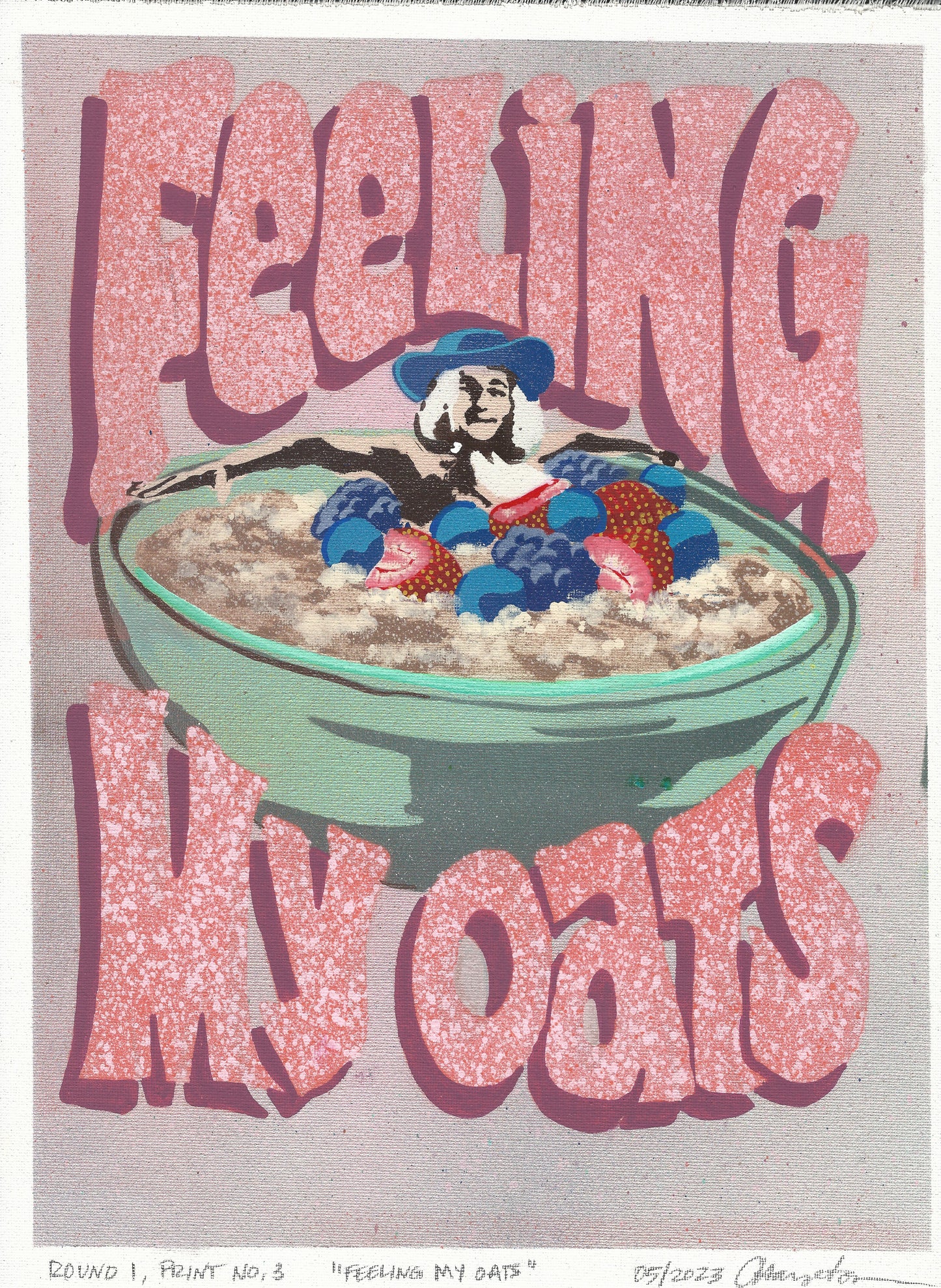 "Feeling My Oats" Mixed Media Print, 12"x16"