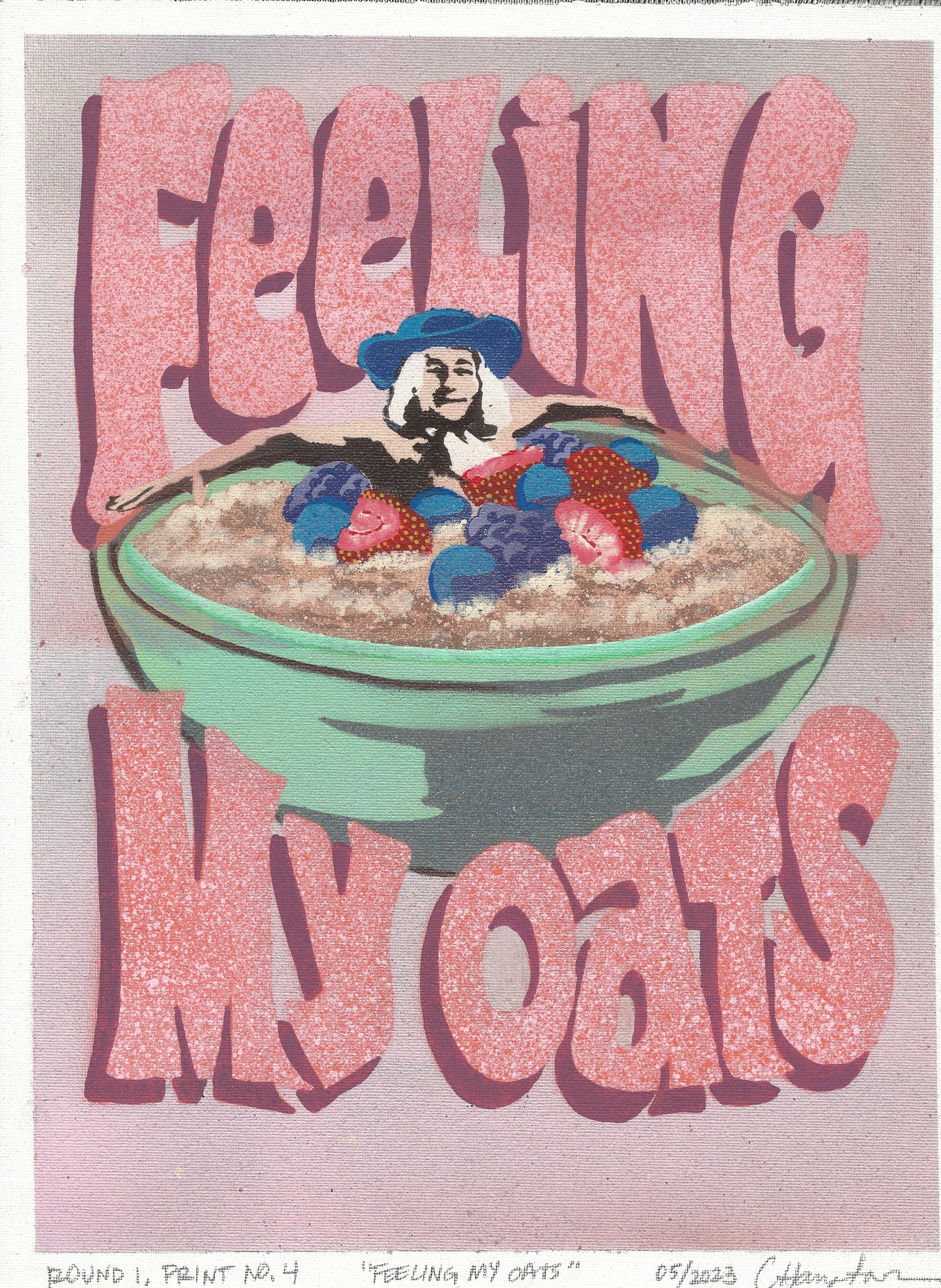 "Feeling My Oats" Mixed Media Print, 12"x16"