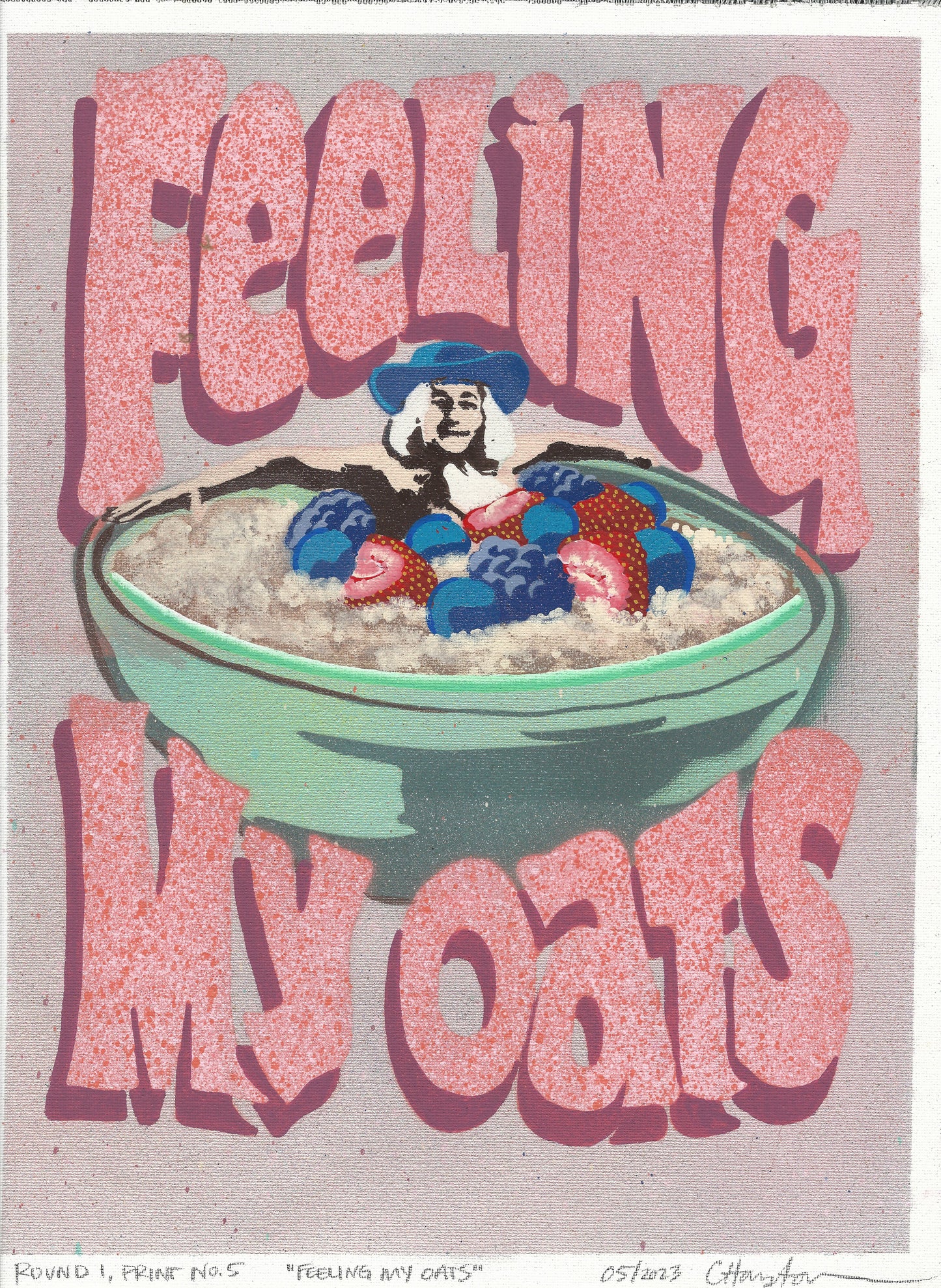 "Feeling My Oats" Mixed Media Print, 12"x16"