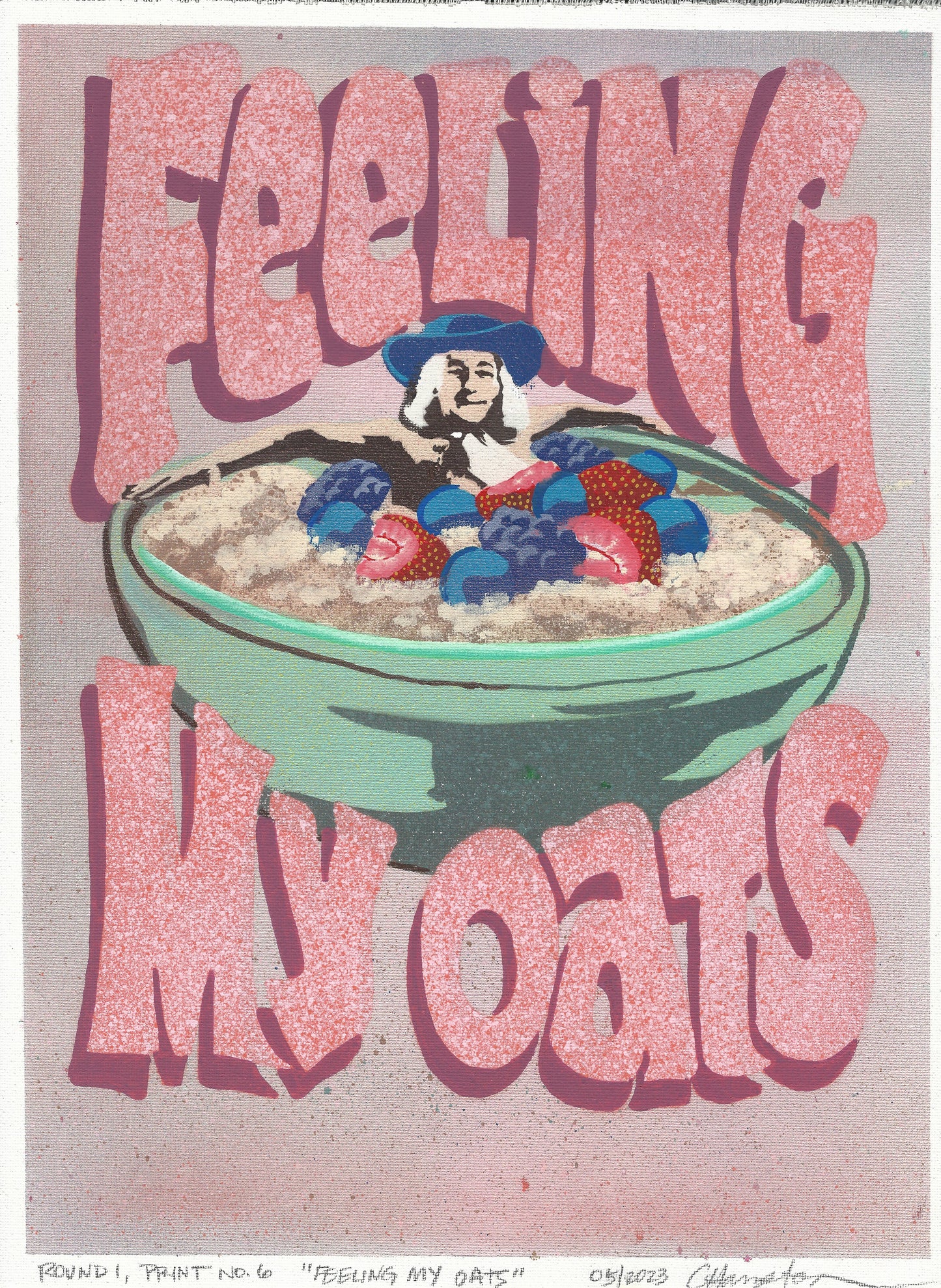 "Feeling My Oats" Mixed Media Print, 12"x16"