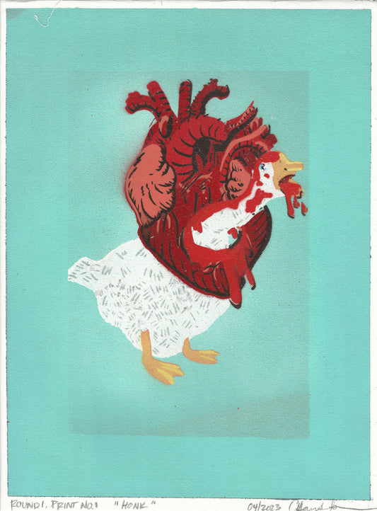 "Honk" Mixed Media Print, 12"x16"