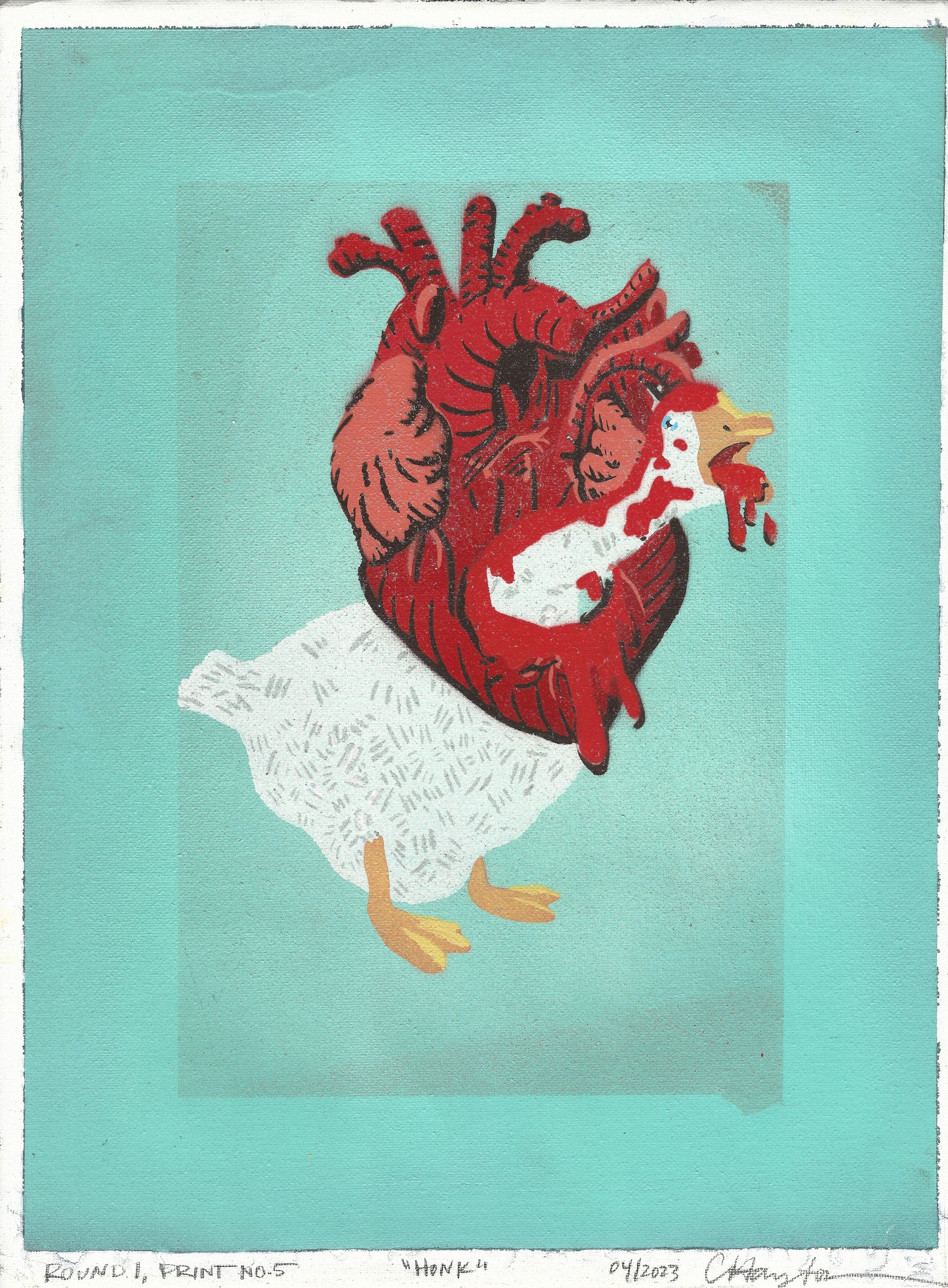 "Honk" Mixed Media Print, 12"x16"