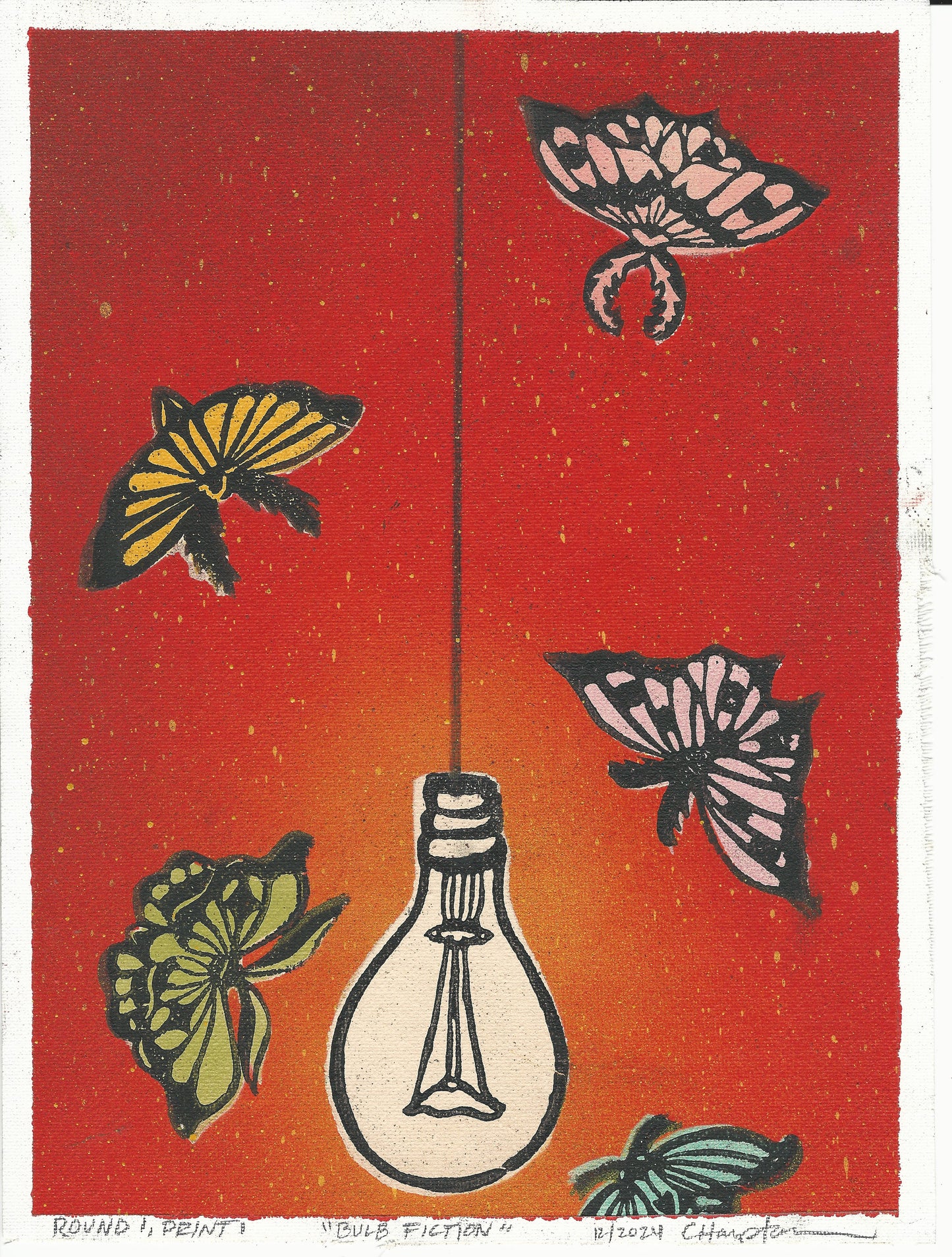 "Bulb Fiction"  Mixed Media Print, 9"x12"